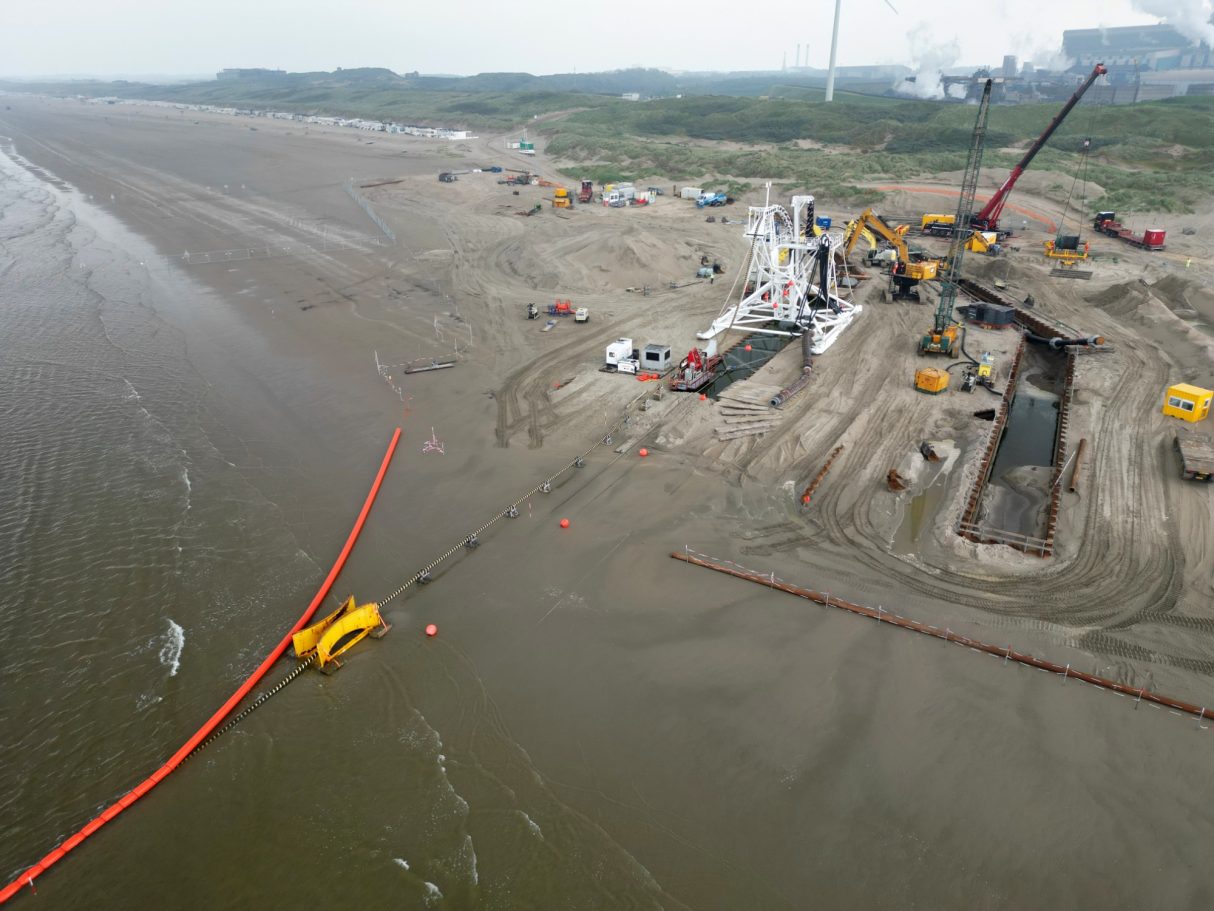 Offshore cable pull in at landfall